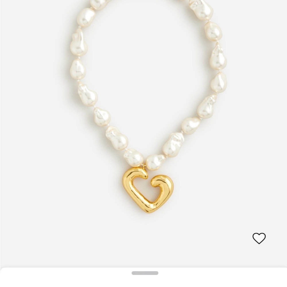 J. Crew Gold Heart and Pearl Necklace| One Size | Statement Necklace